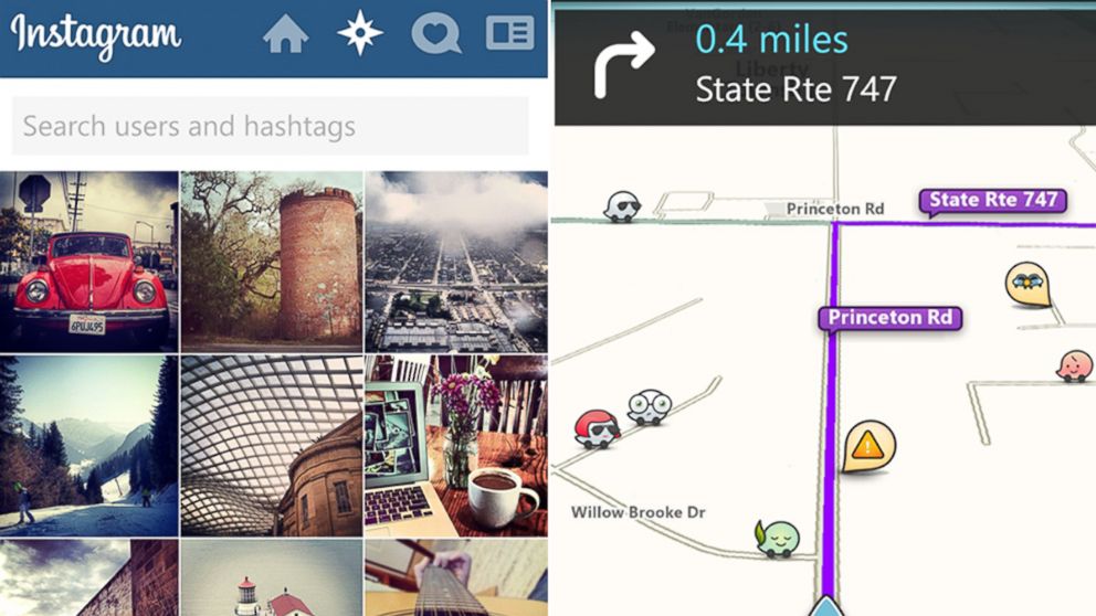 Instagram and Waze are not available for Windows Phone. 