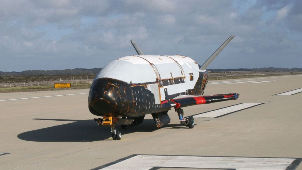 In a testing procedure, the X-37B Orbital Test Vehicle taxis on the flightline, June 2009 at Vandenberg Air Force Base, Calif.