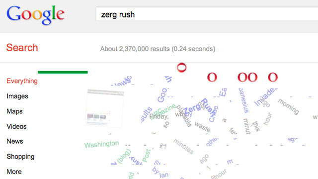 Zerg Rush' easter egg eats your Google search results