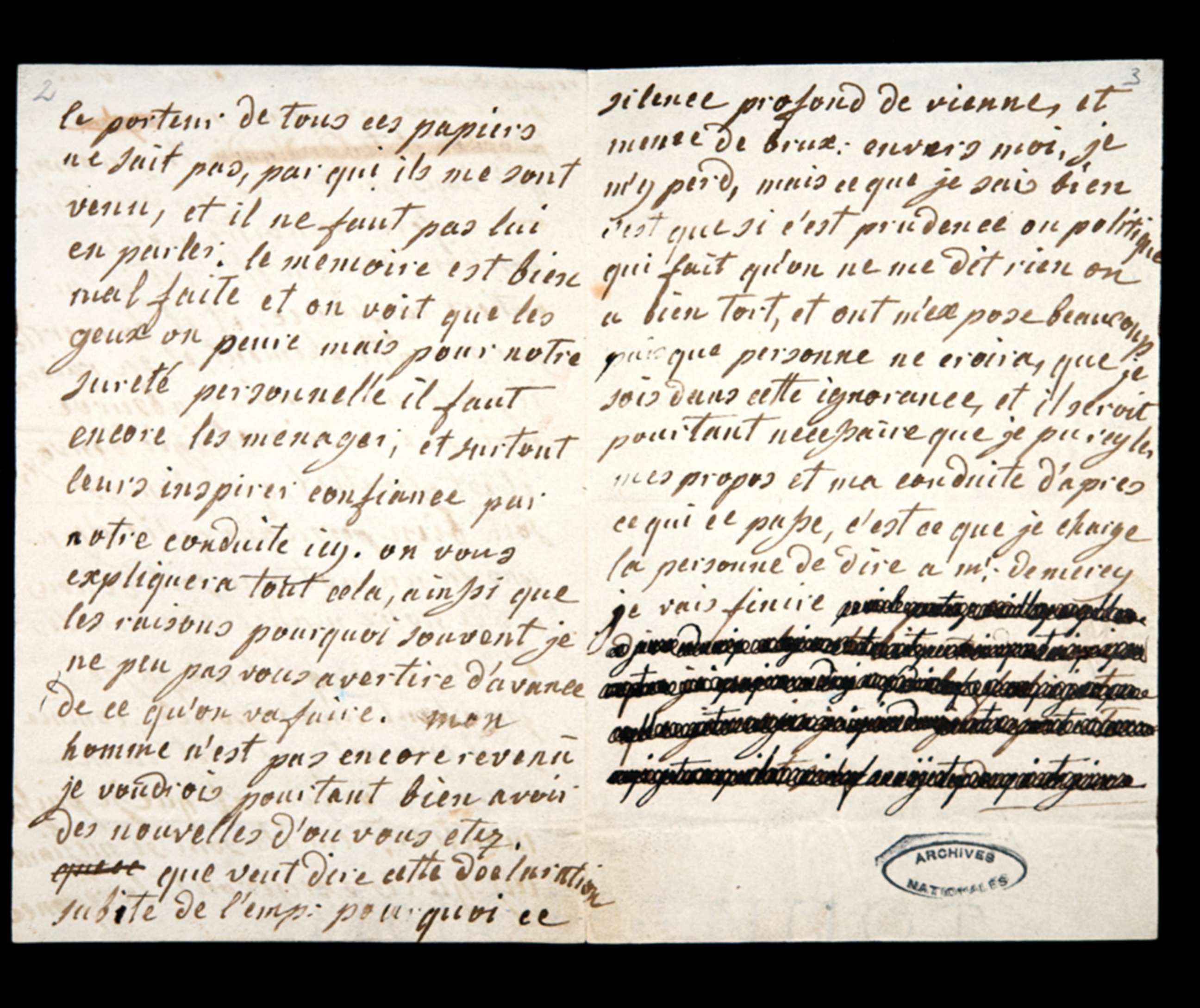 PHOTO: The second page of a letter written by Queen Marie-Antoinette to Count de Fersen dated Jan. 4, 1792 was partially redacted by an unidentified censor.