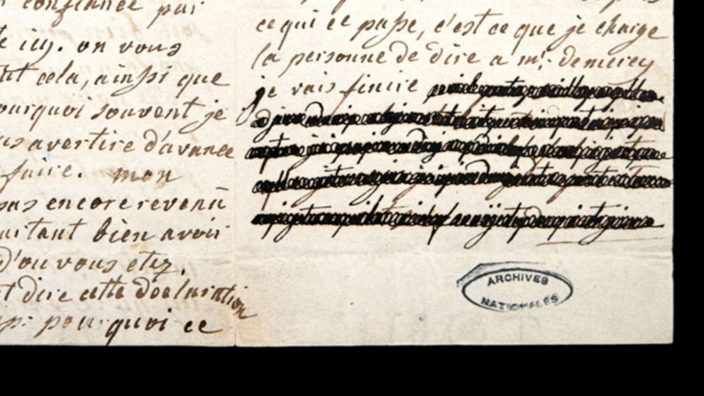 PHOTO: The second page of a letter written by Queen Marie-Antoinette to Count de Fersen dated Jan. 4, 1792 was partially redacted by an unidentified censor.