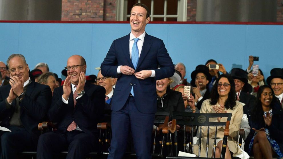 Facebook Founder and CEO Mark Zuckerberg attends the commencement address at the Alumni Exercises at Harvard's 366th commencement exercises, May 25, 2017 in Cambridge, Mass. 