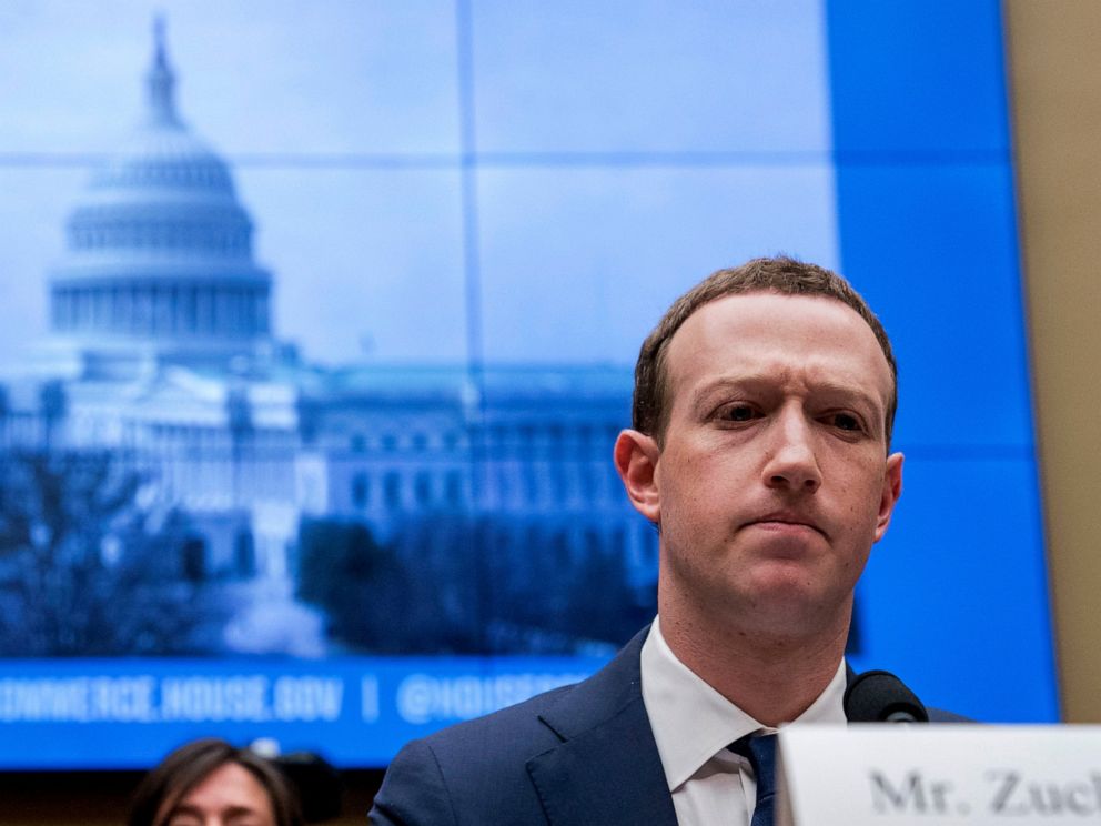 PHOTO: In this April 11, 2018, file photo, Facebook CEO Mark Zuckerberg pauses while testifying before a House Energy and Commerce hearing on Capitol Hill in Washington about the use of Facebook data to target American voters in the 2016 election.