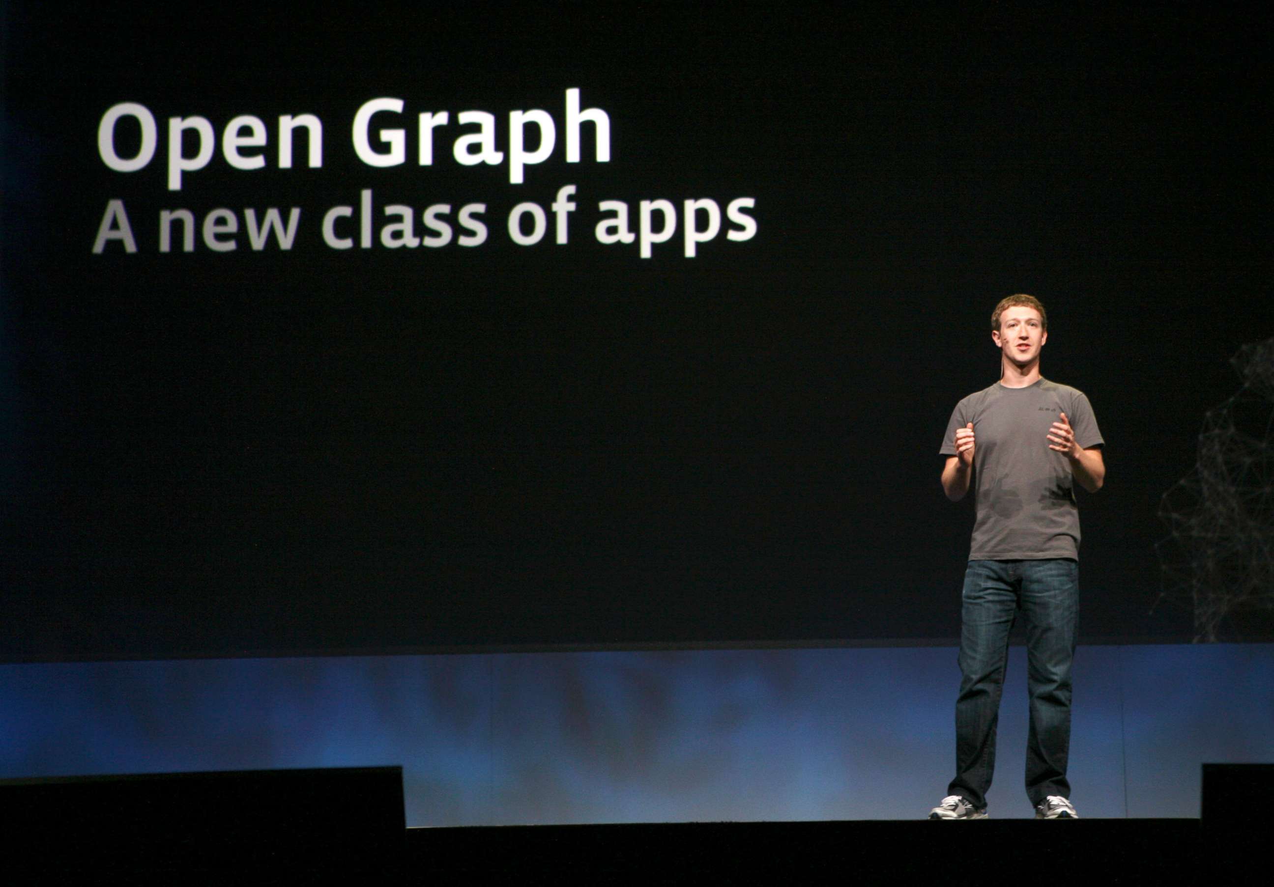 PHOTO: Facebook CEO Mark Zuckerberg delivers a keynote during the Facebook f8 Developer Conference at the San Francisco Design Center in San Francisco in this file photo dated Sept. 22, 2011.