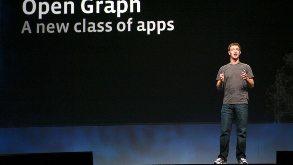 PHOTO: Facebook CEO Mark Zuckerberg delivers a keynote during the Facebook f8 Developer Conference at the San Francisco Design Center in San Francisco in this file photo dated Sept. 22, 2011.