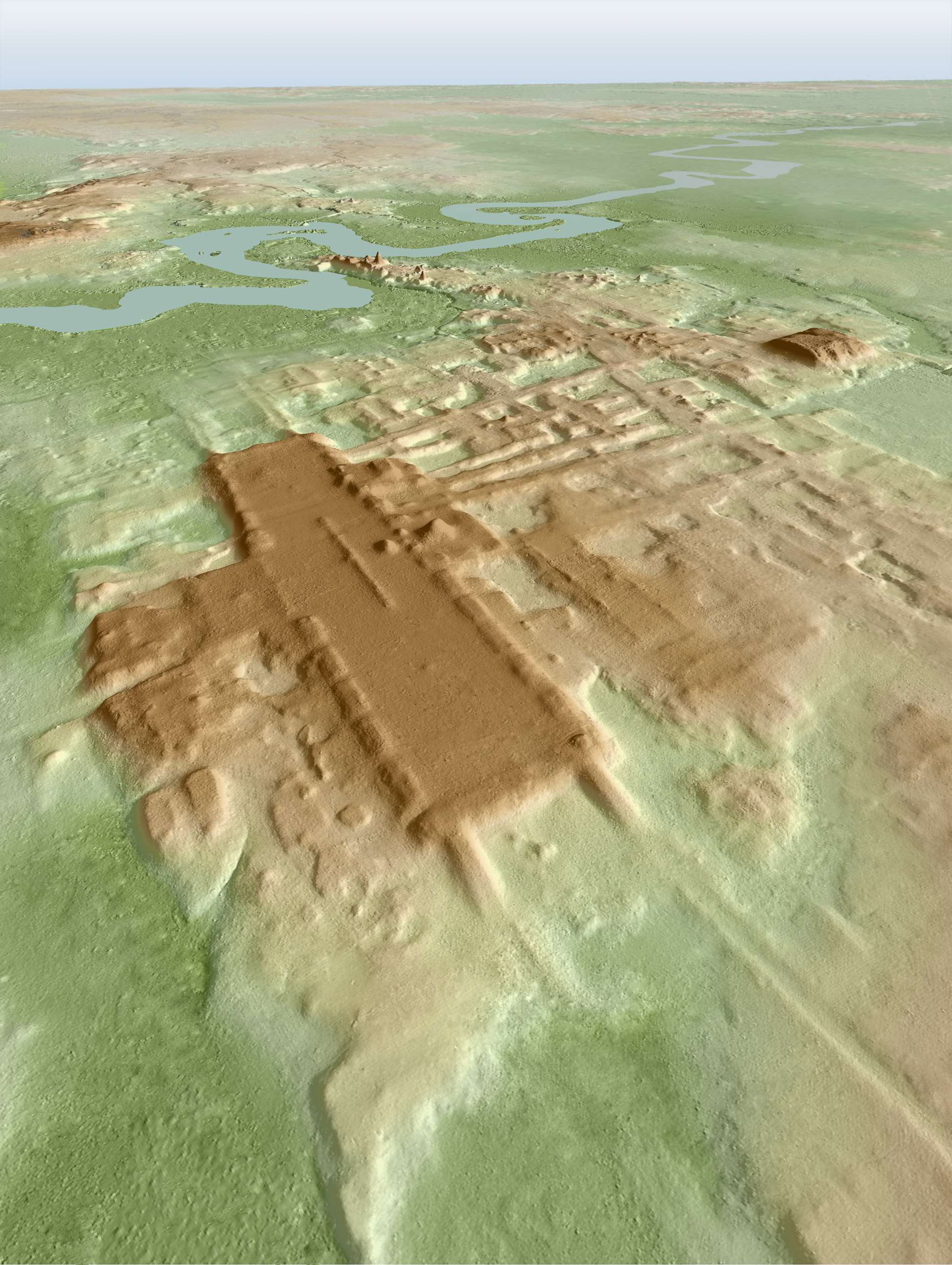 PHOTO: 3D image of the recently recognized Maya site of Aguada Fenix, based on lidar.