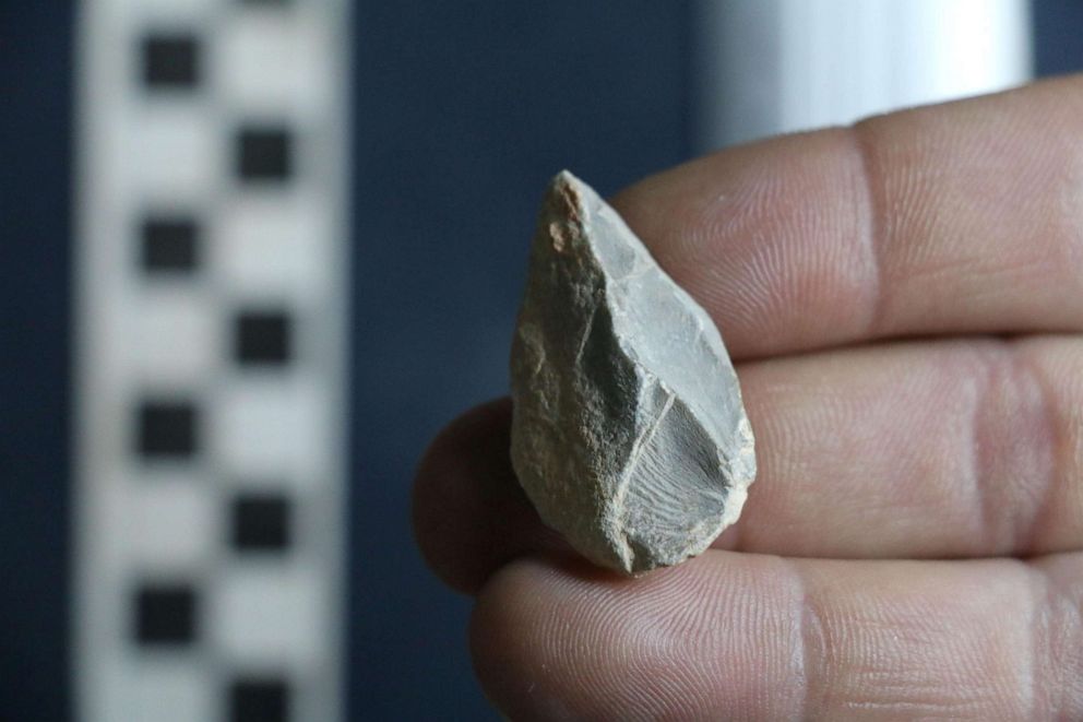 PHOTO: A prehistoric stone tool found at a cave in Zacatecas in central Mexico is seen in this image released on July 22, 2020.