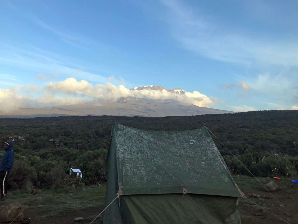 PHOTO: Mount Kilimanjaro's peak is viewed from Shira II Camp at an elevation of 3500 meters, in Tanzania, February 2019.
