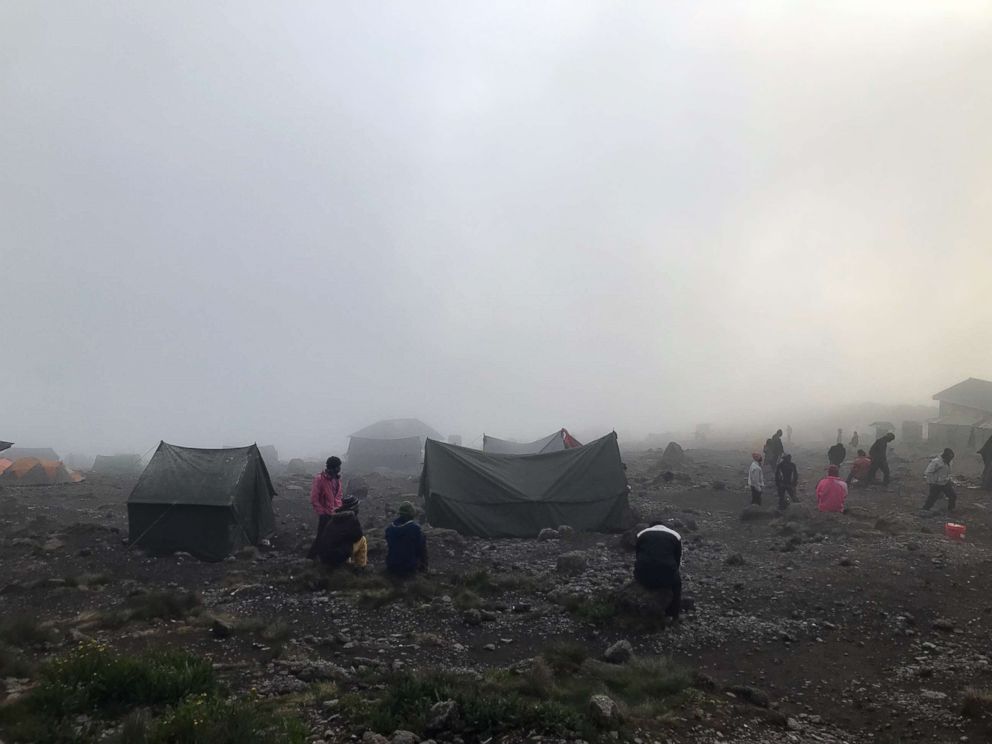 PHOTO: Clouds envelop Karanga Camp at an elevation of 3995 meters on Mount Kilimanjaro, Tanzania, February 2019.