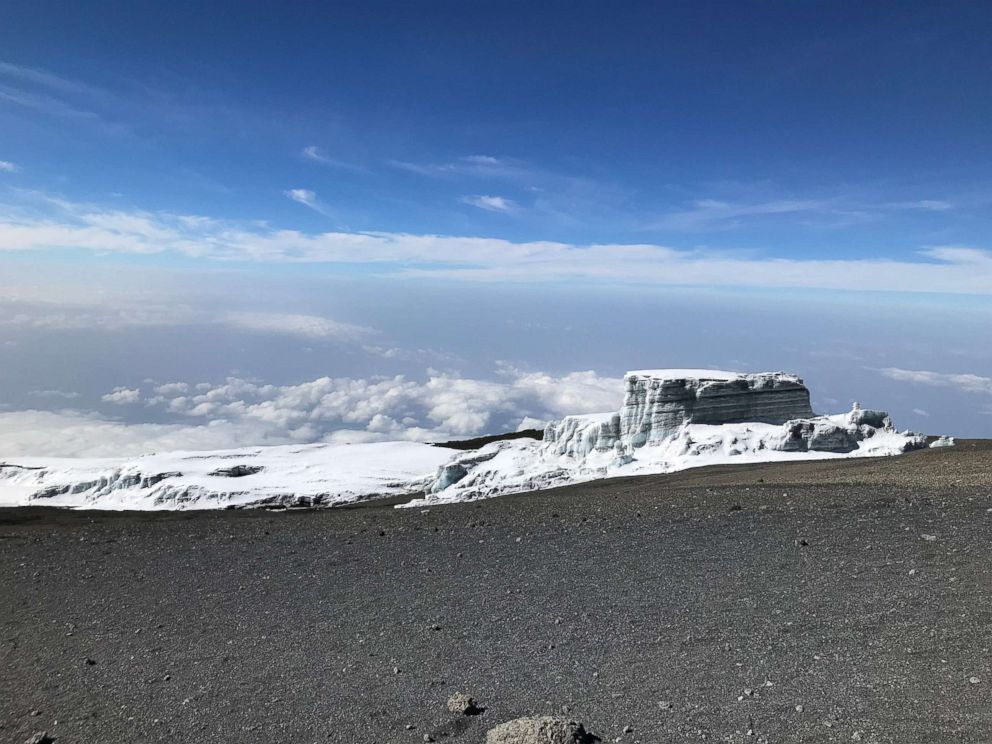 PHOTO: A glacier sits at the top of Mount Kilimanjaro, Tanzania, at an elevation of 5895 meters, February 2019.