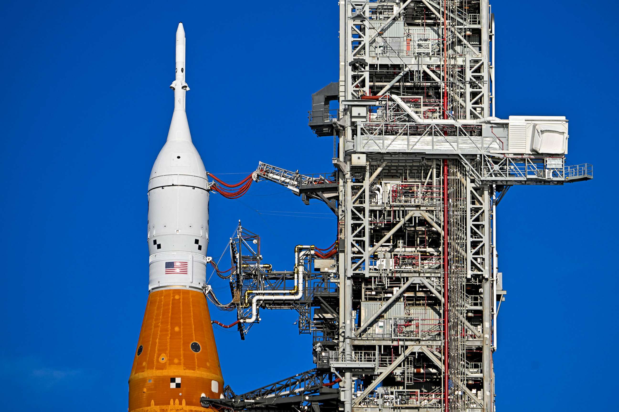 PHOTO: The Artemis I lunar rocket sits on launch pad 39B at NASA's Kennedy Space Center, Sept. 06, 2022, in Cape Canaveral, Fla.