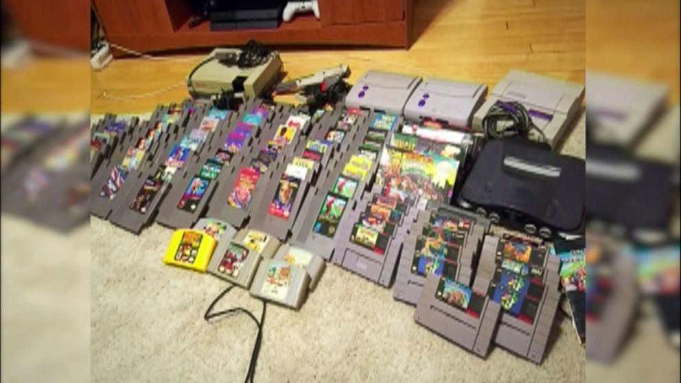 PHOTO: Charles Amble's Nintendo collection before he sold it on eBay.