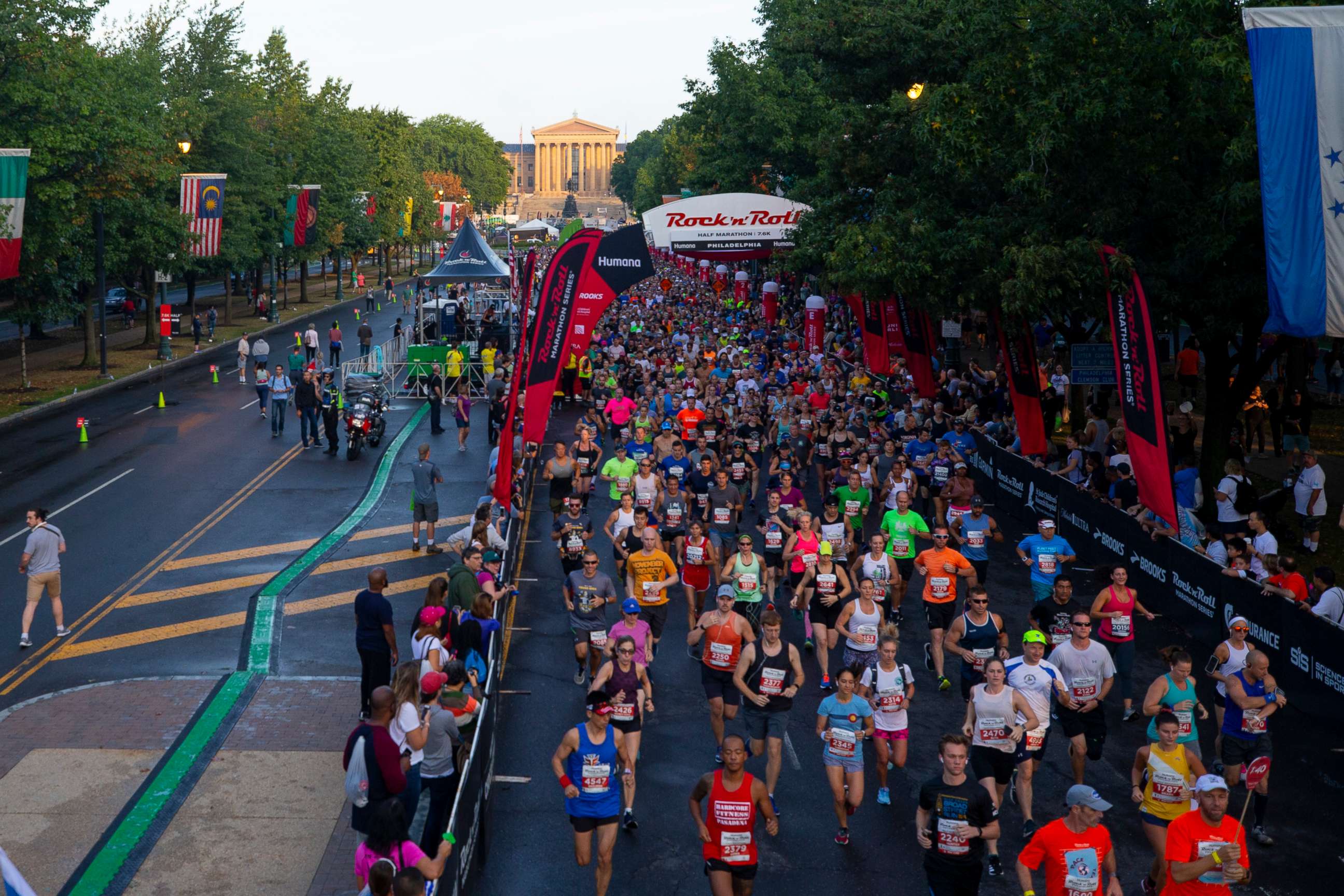 PHOTO: Runners participate in the Rock 'n' Roll Half Marathon on Sept. 15, 2019 in Philadelphia, Pennsylvania.