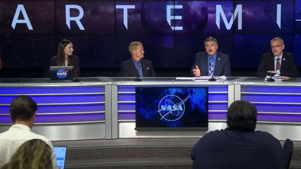 PHOTO: A media briefing on the status of the Artemis I mission on Aug. 29, 2022.