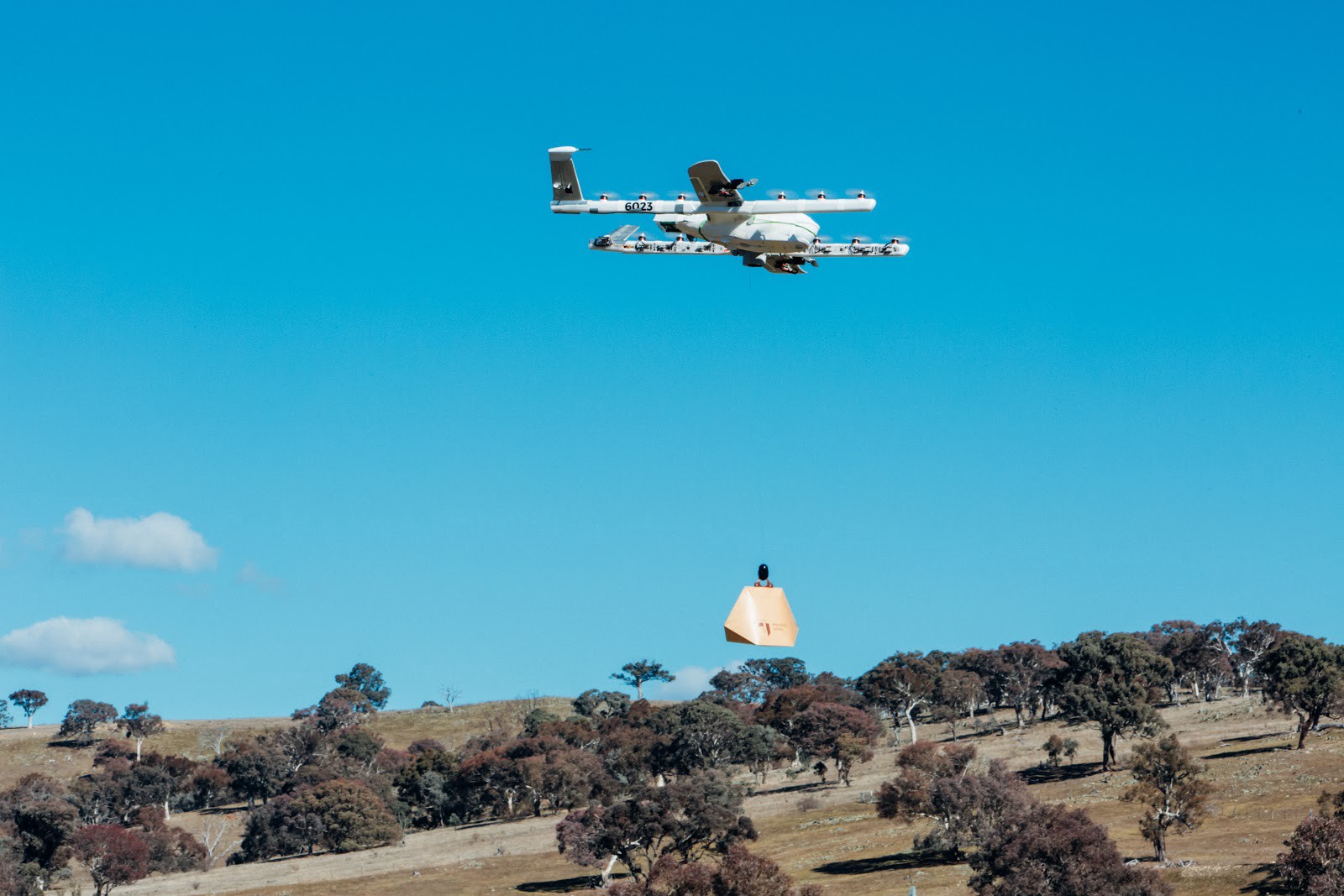 PHOTO: A Project Wing drone delivers a burrito in Queanbeyan, Australia in an undated image posted to the X blog on Oct. 16, 2017.