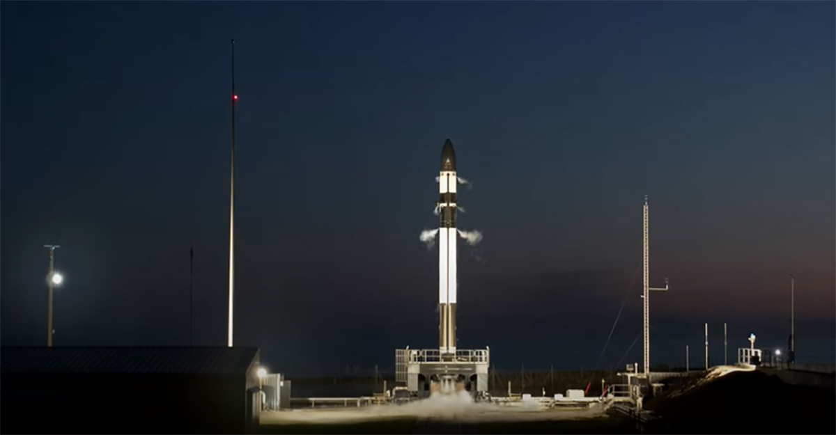 PHOTO: Rocket Lab's Electron rocket lifts off from the company's space launch facility on New Zealand's Mahia peninsula before deploying an experimental satellite for the United States Space Force into orbit on July 29, 2021.