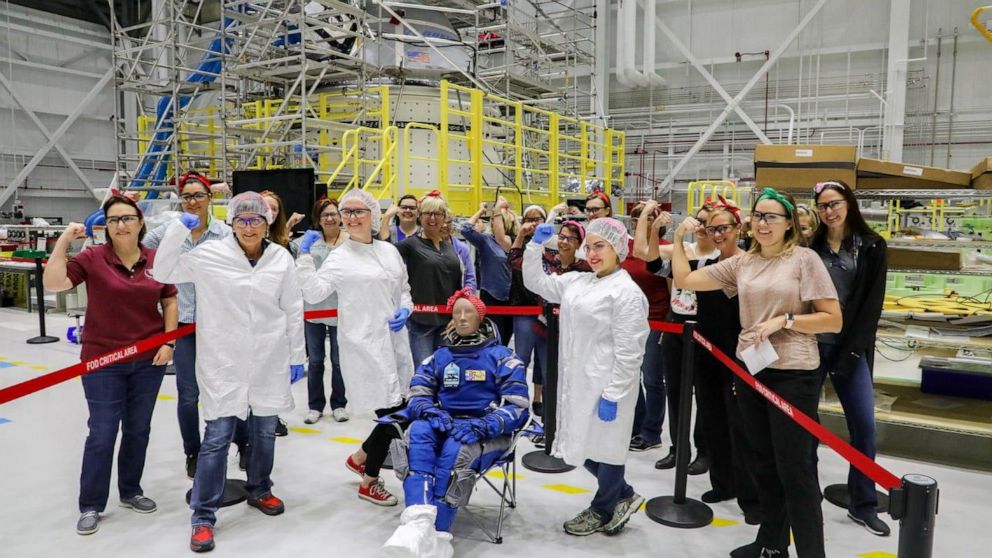 PHOTO: Boeing's new anthropomorphic test dummy named, Rosie the Rocketeer.