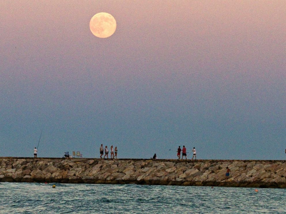 Harvest Moon at the Beach