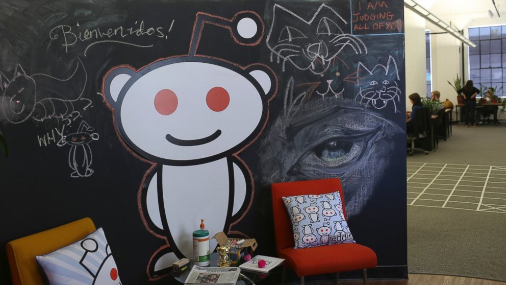 A Reddit mascot is shown at the company's headquarters in San Francisco, April 15, 2014.