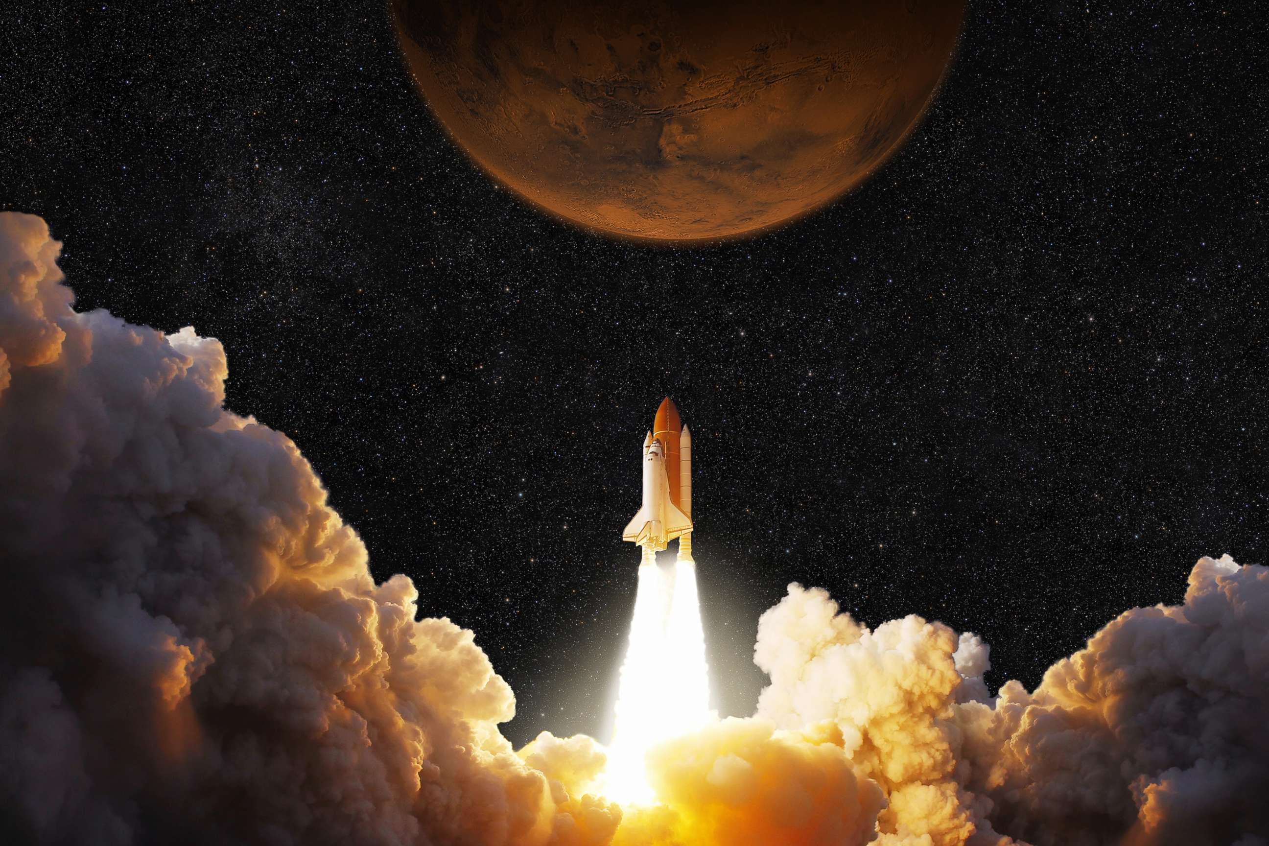 PHOTO: A spacecraft takes off into space headed to planet Mars in an undated illustration.