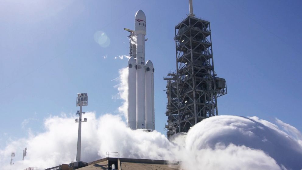 PHOTO: In this image from video made available by SpaceX, a Falcon Heavy rocket is test fired at Cape Canaveral, Fla., Jan. 24, 2018. 