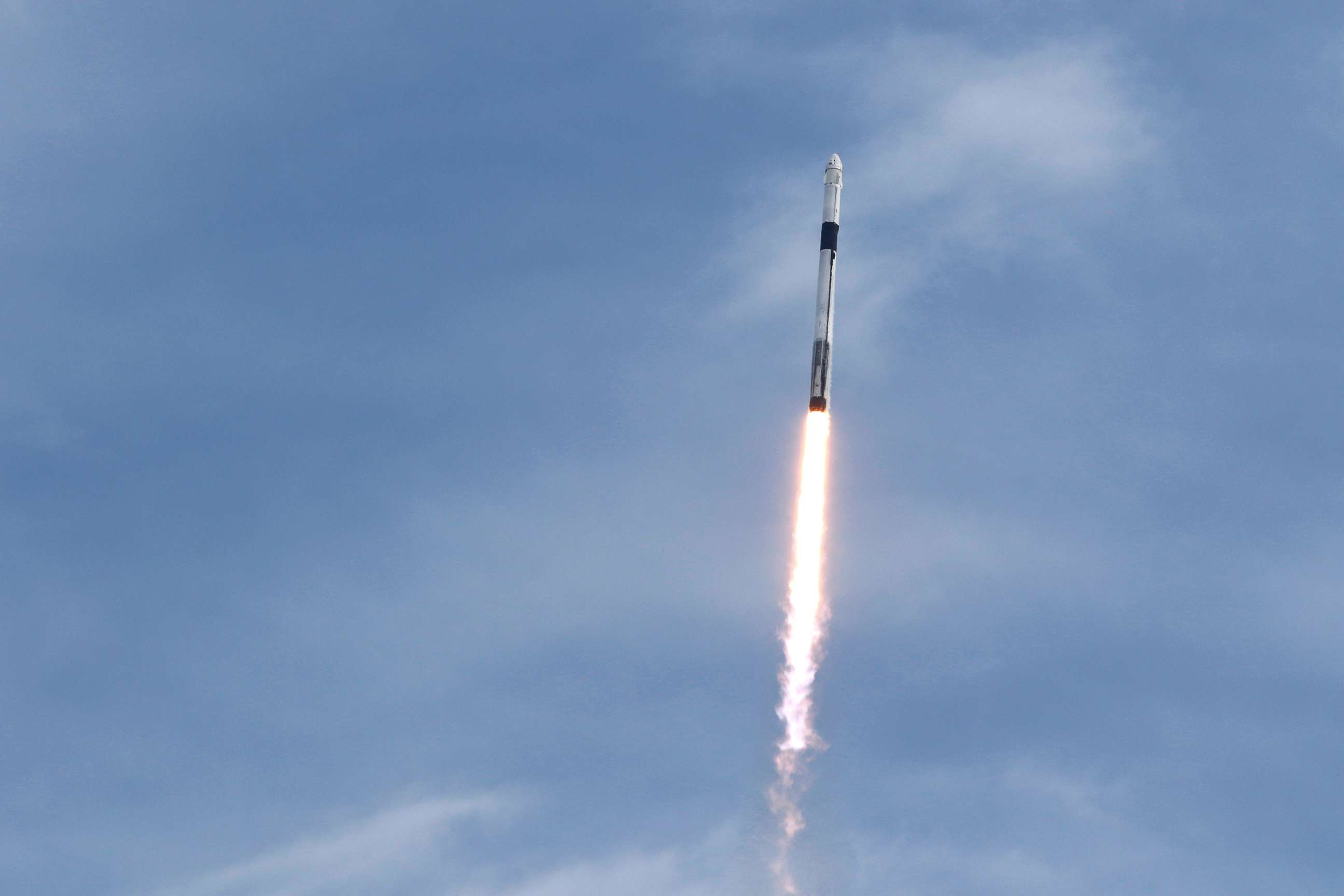 PHOTO: A SpaceX Falcon 9 rocket, carrying the Crew Dragon astronaut capsule, lifts off on an in-flight abort test from the Kennedy Space Center in Cape Canaveral, Fla., Jan. 19, 2020. 