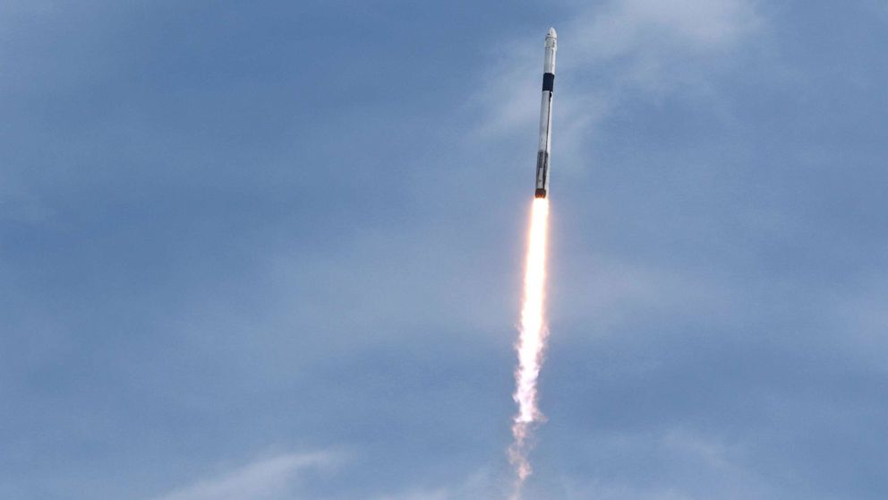 PHOTO: A SpaceX Falcon 9 rocket, carrying the Crew Dragon astronaut capsule, lifts off on an in-flight abort test from the Kennedy Space Center in Cape Canaveral, Fla., Jan. 19, 2020. 