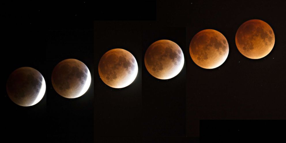 PHOTO: A multi-exposure image of a blood and supermoon is seen across Canada with clear skies in Montreal on the night of Sept. 27, 2015. Astronomers claimed a blood moon would return in 33 years