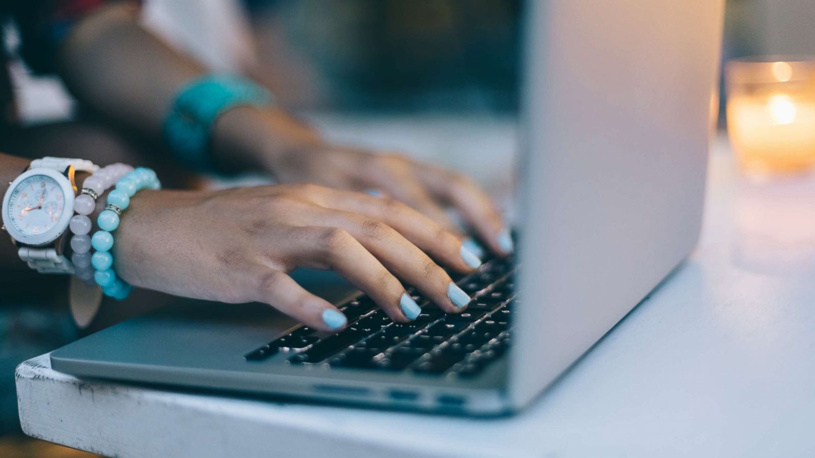 PHOTO: This stock photo depicts a person using a laptop computer.