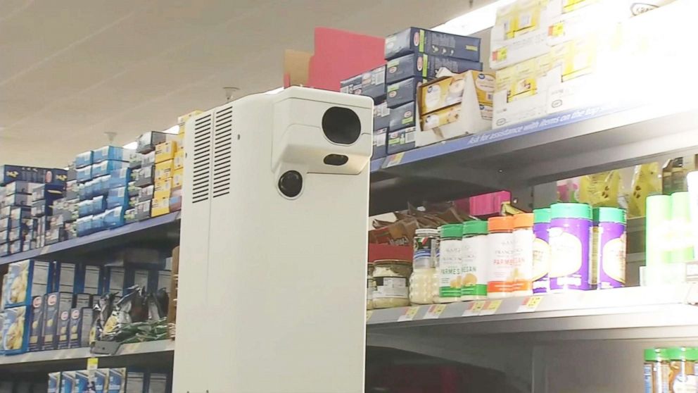 PHOTO: Robots that are made by manufacturer Bossanova can monitor out-of-stock and low stock items by scanning price tags in this California Walmart store.