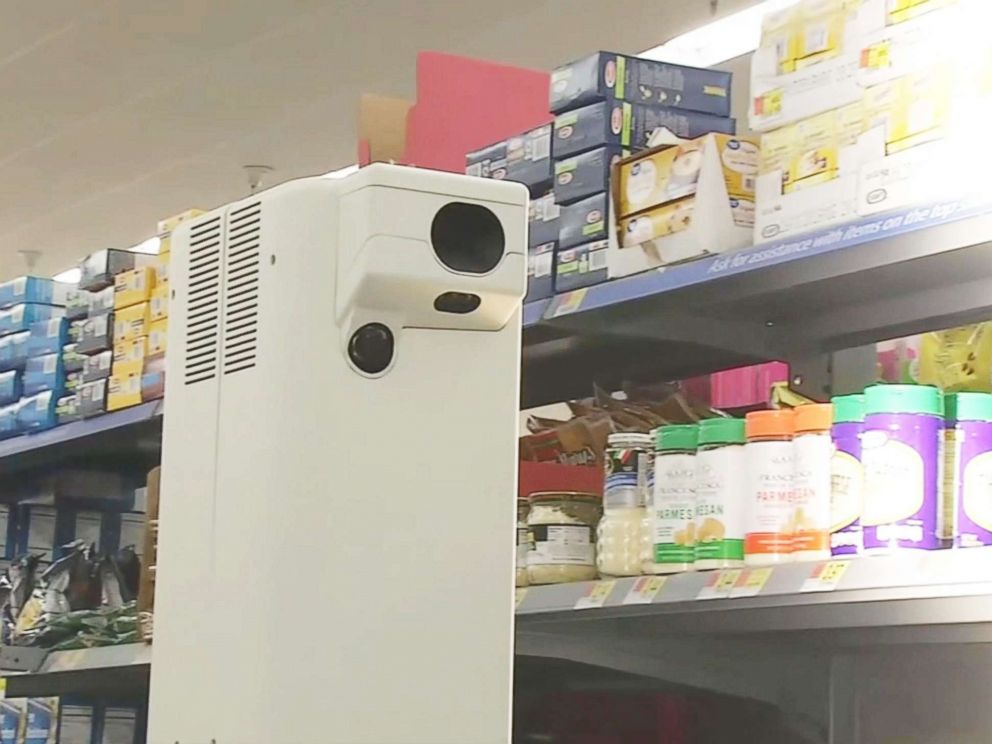 PHOTO: Robots that are made by manufacturer Bossanova can monitor out-of-stock and low stock items by scanning price tags in this California Walmart store.