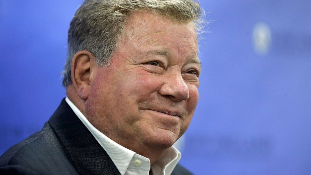 PHOTO: William Shatner takes questions from reporters after delivering the commencement address at New England Institute of Technology graduation ceremonies, in Providence, R.I.