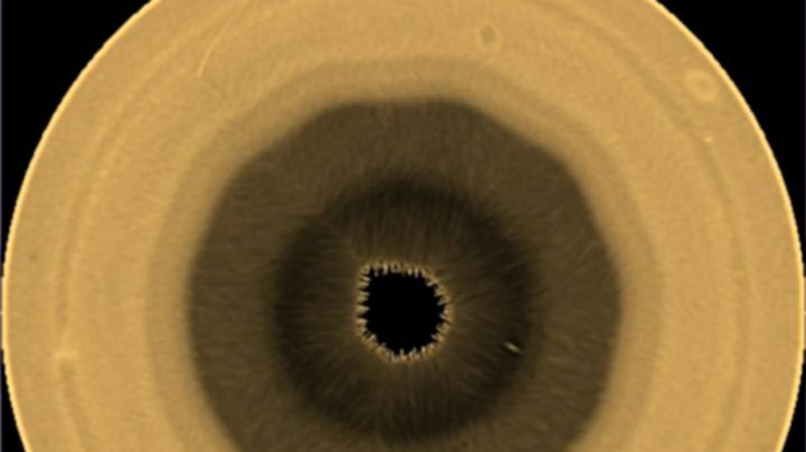 Scientists discover huge 10-sided wave pattern swirling in clouds over Saturn's south pole; decagon is bigger and more unstable than the planet's famous north pole hexagon