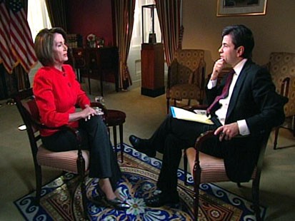 PHOTO Speaker of the House Nancy Pelosi sits down for an interview on "This Week" with ABCs George Stephanopoulos.