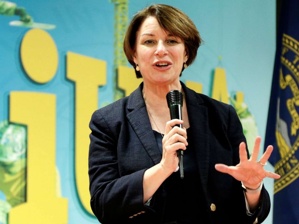 PHOTO: Democratic presidential candidate Sen. Amy Klobuchar speaks during a campaign stop in Omaha, Neb., March 29, 2019.