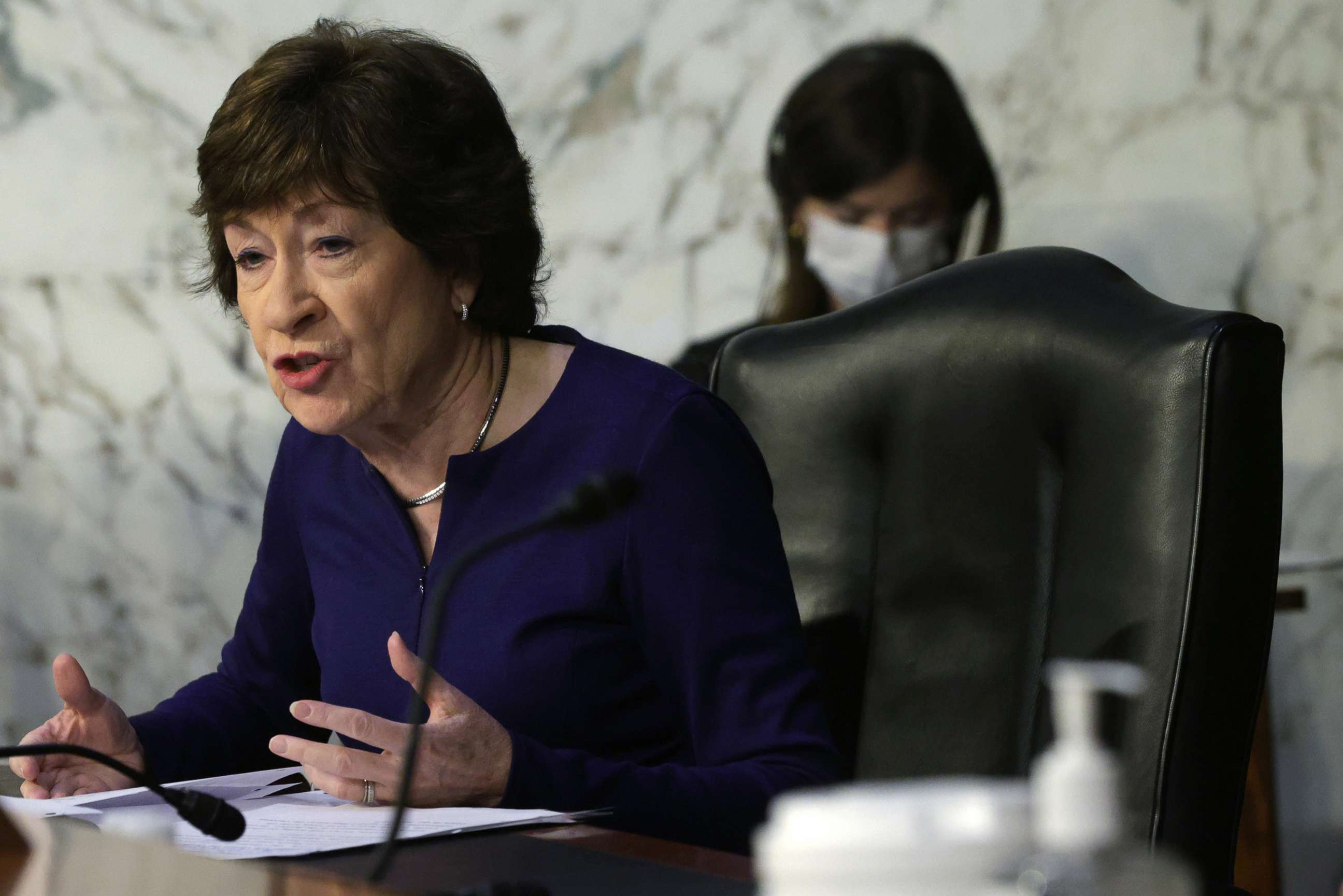 PHOTO: Senator Susan Collins speaks during a Senate Appropriations Committee hearing in Washington, May 12, 2021. 