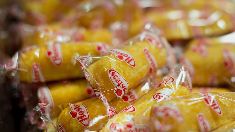 Twinkies snack cakes sit in a tray in the packaging area of a Hostess bakery in Schiller Park, Ill., July 15, 2013.