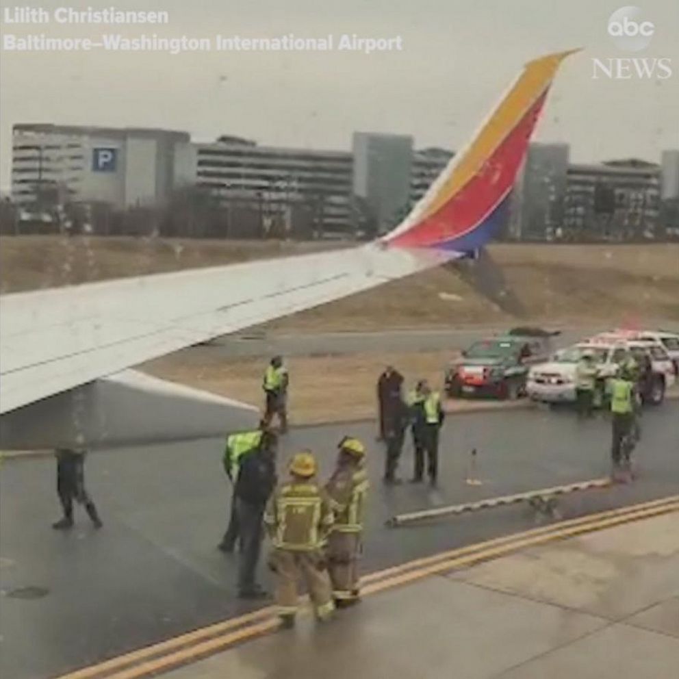 Southwest Airlines plane skids off taxiway at BWI Airport in Maryland