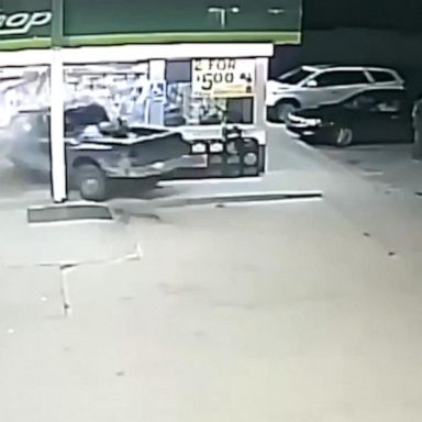 VIDEO: Pickup truck plows into gas station