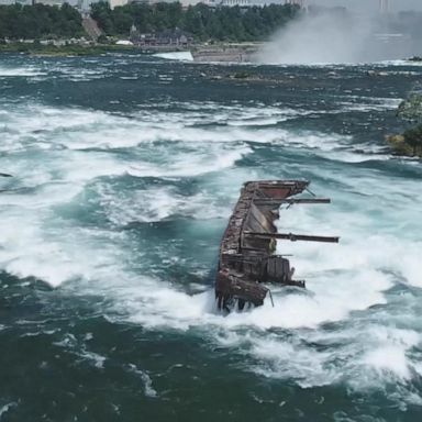 VIDEO: Powerful storm moves 100-year-old ship on Niagara Falls