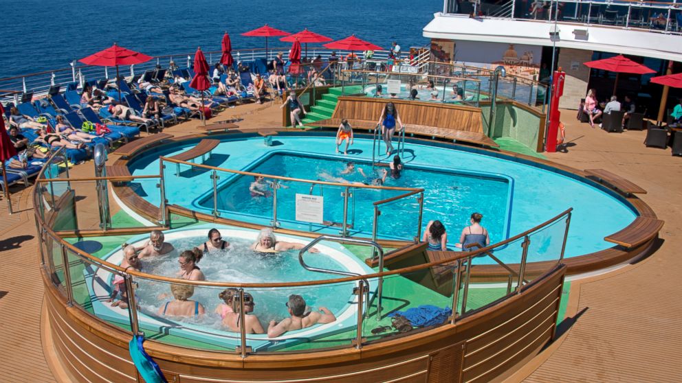 PHOTO: Guests aboard the Carnival Horizon enjoy the Tides Pool space at the aft of the 133,500-ton cruise liner.