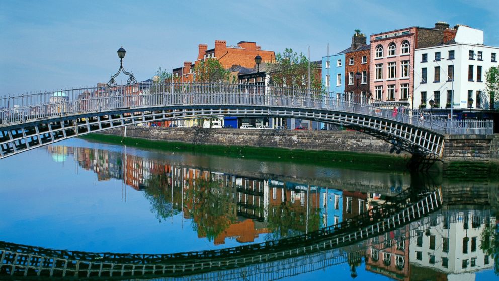 The Ha'penny Bridge over the River Liffey is pictured in Dublin.