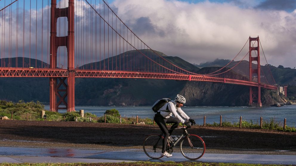 A bicyclist rides along the many bike paths and trails at Golden Gate National Park in San Francisco, Calif., April 2, 2014.