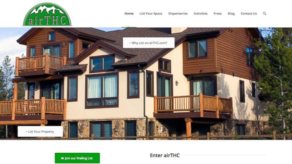 AirTHC.com, a newly launched short-term rental site for Colorado travelers seeking out pot-friendly accommodations, as seen on April 28, 2014. 