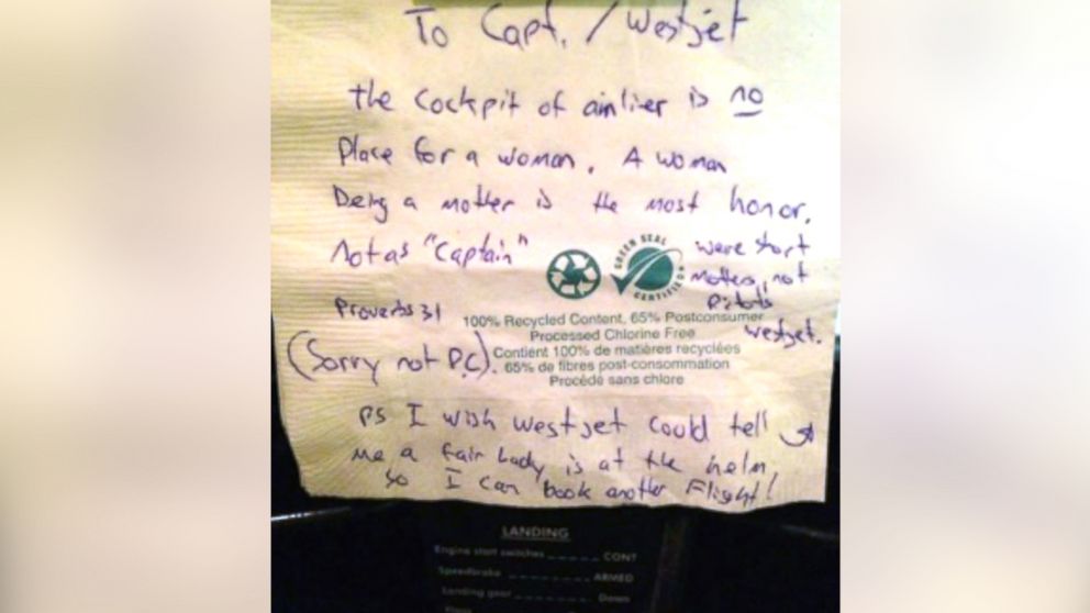 Carey Smith Steacy posted this photo to her Facebook of a note she reportedly found after a flight.
