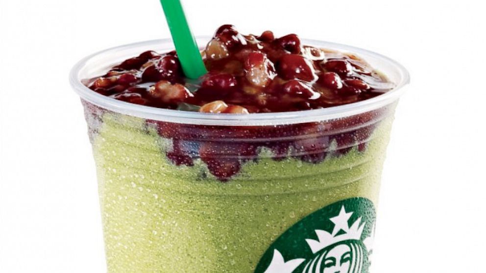 China & Asia Pacific - Red Bean Green Tea Frappuccino: This Frappuccino is most striking for the sweetened whole kernels of red beans scooped on top of a Green Tea Frappuccino. 