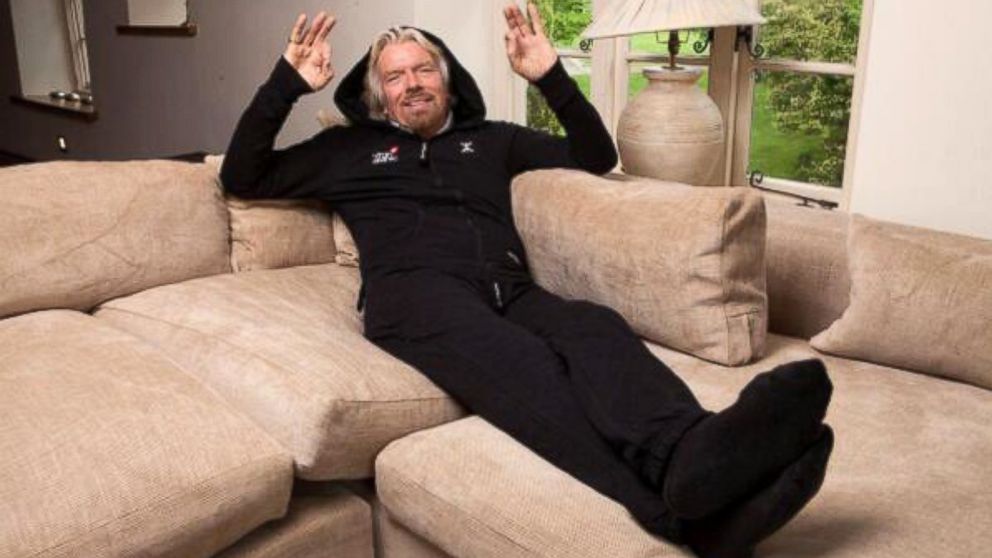 PHOTO: Virgin founder Richard Branson posted this photo to his Twitter, June 6, 2014, with the caption, "Trying out the first ever airline onesie."