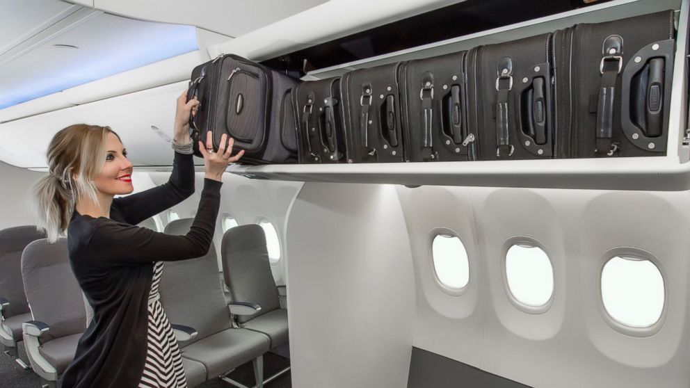 This handout photo from Boeing shows the design of its new Space Bins for its Boeing 737 aircraft.