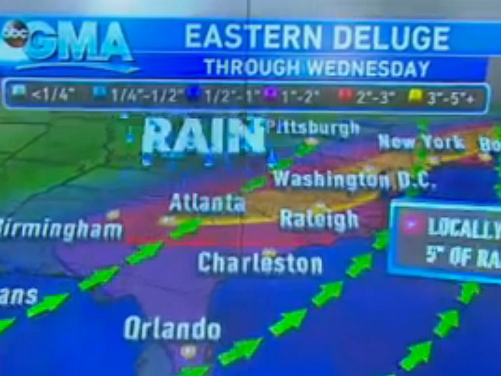 PHOTO: Weather Map shown on Good Morning America.
