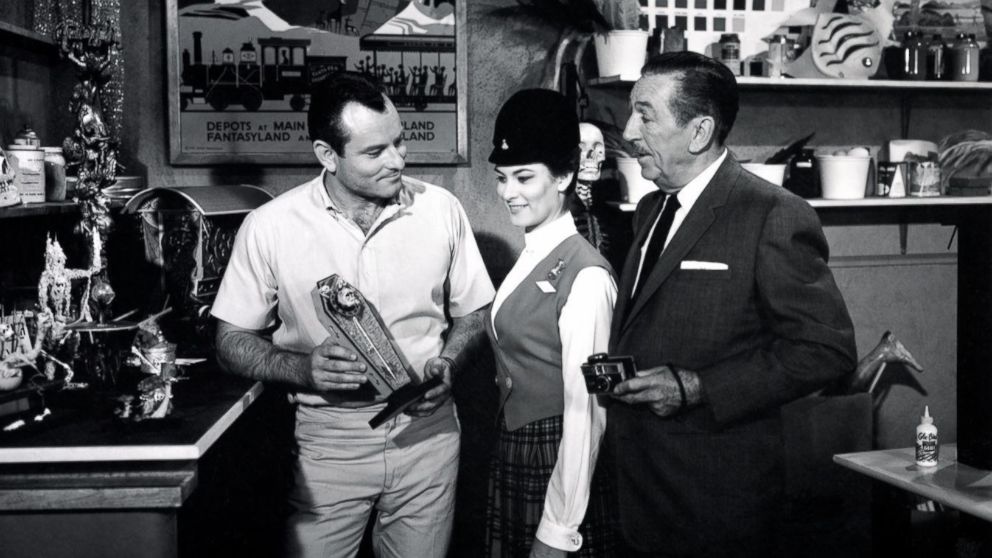 PHOTO: Werid_Rolly and Walt Disney with models of Rolly's drawings.